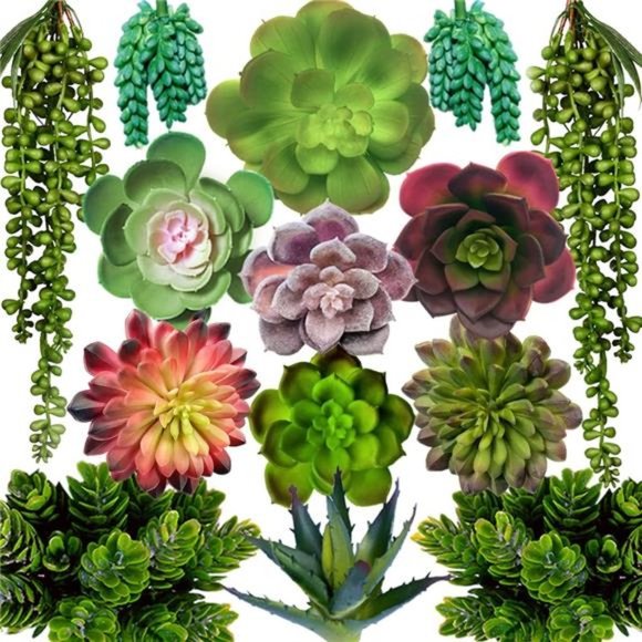 Succulents Plants Artificial 14Pcs Premium Artificial Succulents Unpotted Fake - Picture 1 of 6